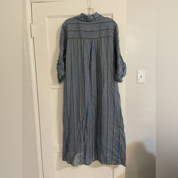 NWT Puro Lino striped linen shirt dress X Large - Picture 6 of 10